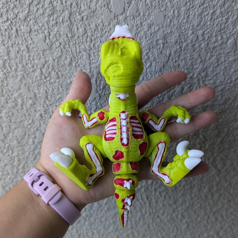 Zombie Raptor Dinosaur Zombie Raptor 3D Printed Articulated Figure: Halloween Dinosaur Replica ...