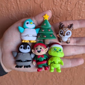 Holiday Mini 3D Printed Flexi Figures: Penguin, Reindeer, Elf, Grouch, Tree, Christmas