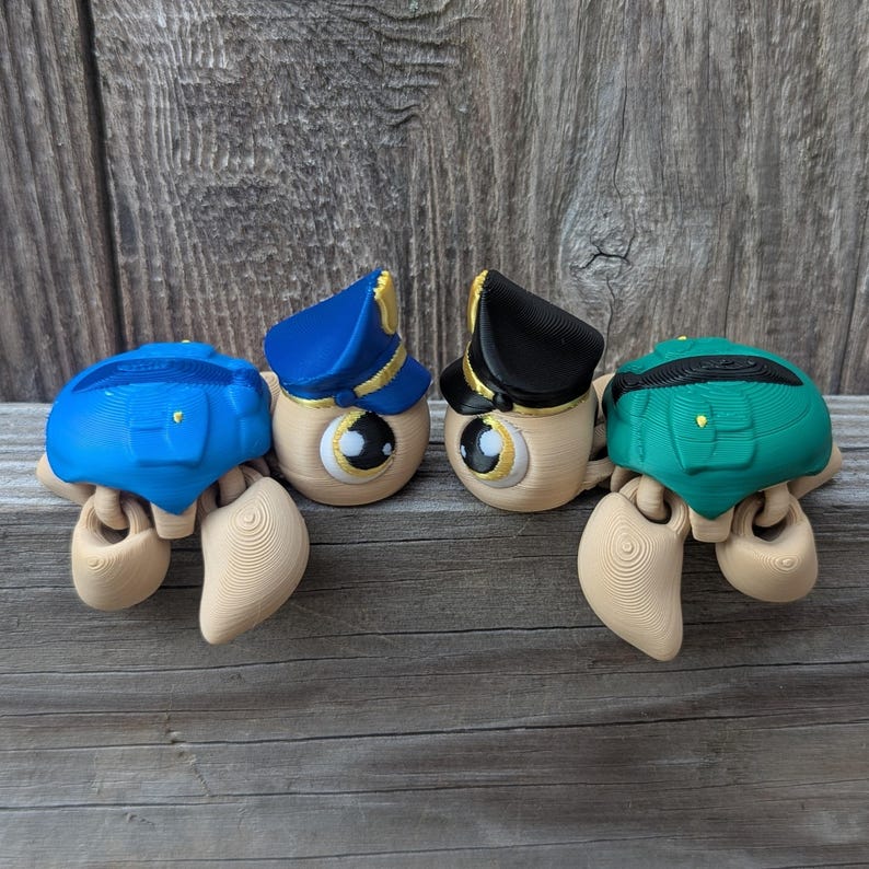 Turtle Officer Police Officer Turtle 3D Printed Mini Articulated Figure: First ...