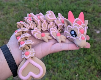 Cookie Baby Dragon 3D Printed Articulated Figure: Hearts, Love, Flexi Fidget Dragons