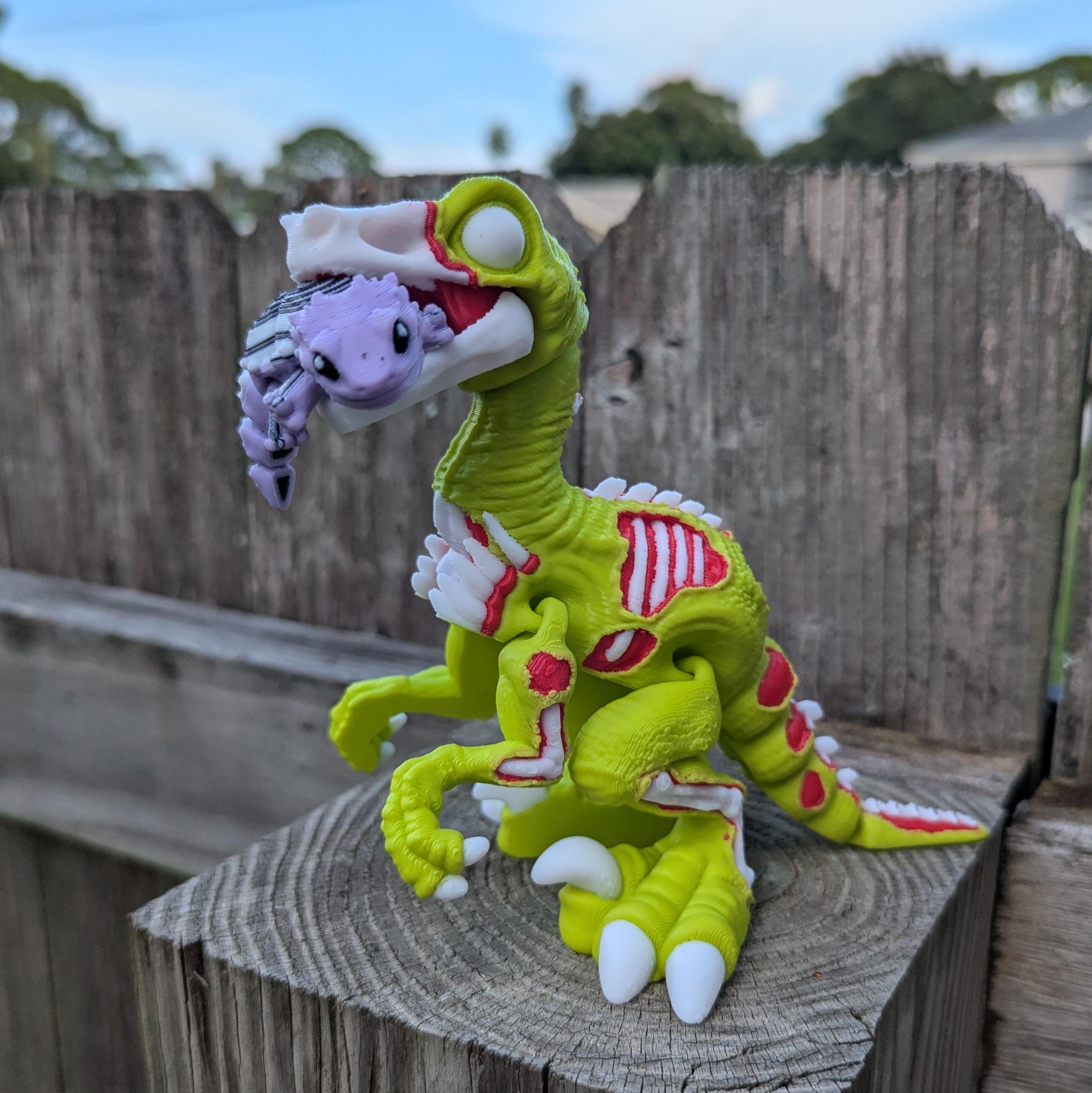 Zombie Raptor Dinosaur Zombie Raptor 3D Printed Articulated Figure: Halloween Dinosaur Replica ...