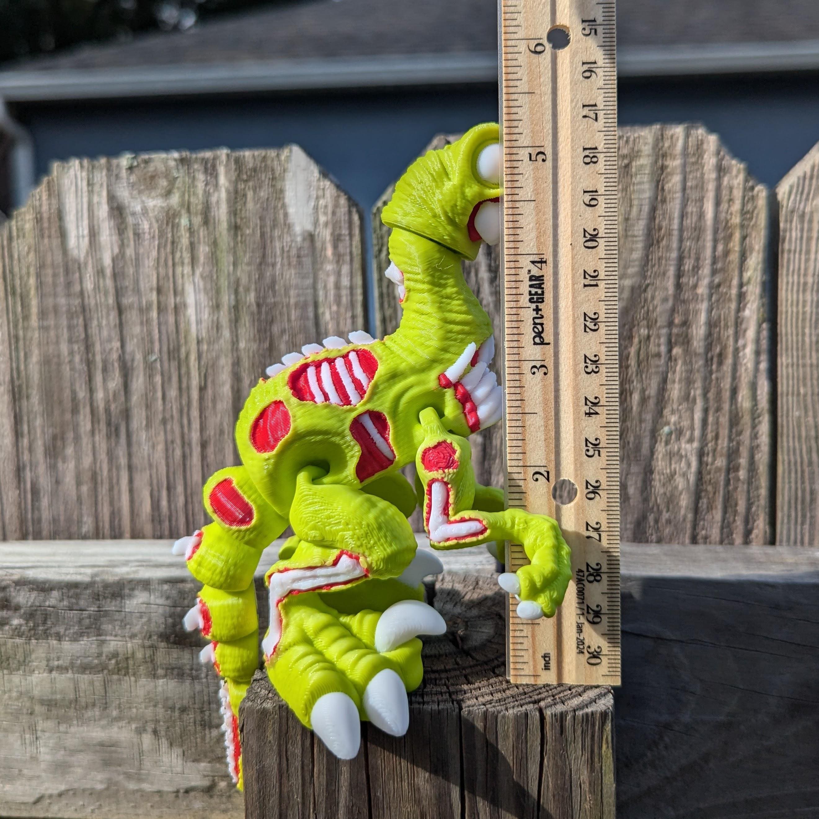Zombie Raptor Dinosaur Zombie Raptor 3D Printed Articulated Figure: Halloween Dinosaur Replica ...