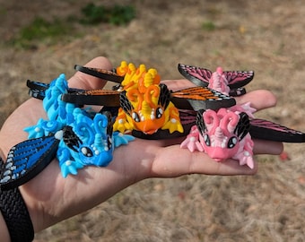 Baby Butterfly Dragon 3D Printed Articulated Figure: Spring Desk Sitter, Flexi
