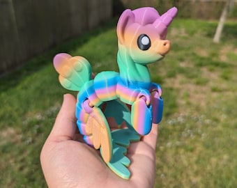 Mermaid Unicorn Magical 3D Printed Figure - Cute Eyes & Enchanting Details - Pegacorn - Mermacorn