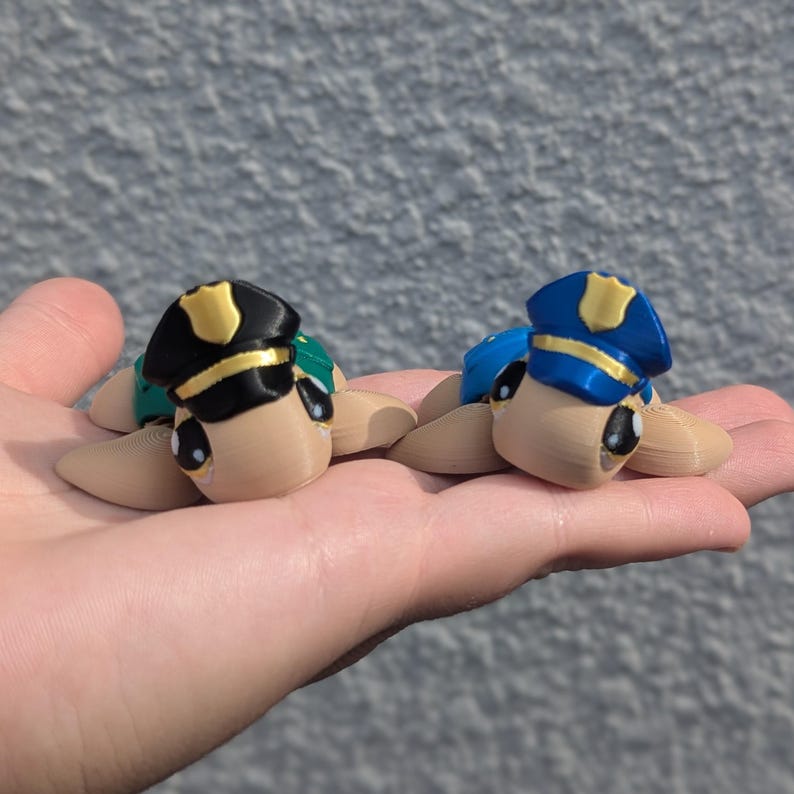 Turtle Officer Police Officer Turtle 3D Printed Mini Articulated Figure: First ...