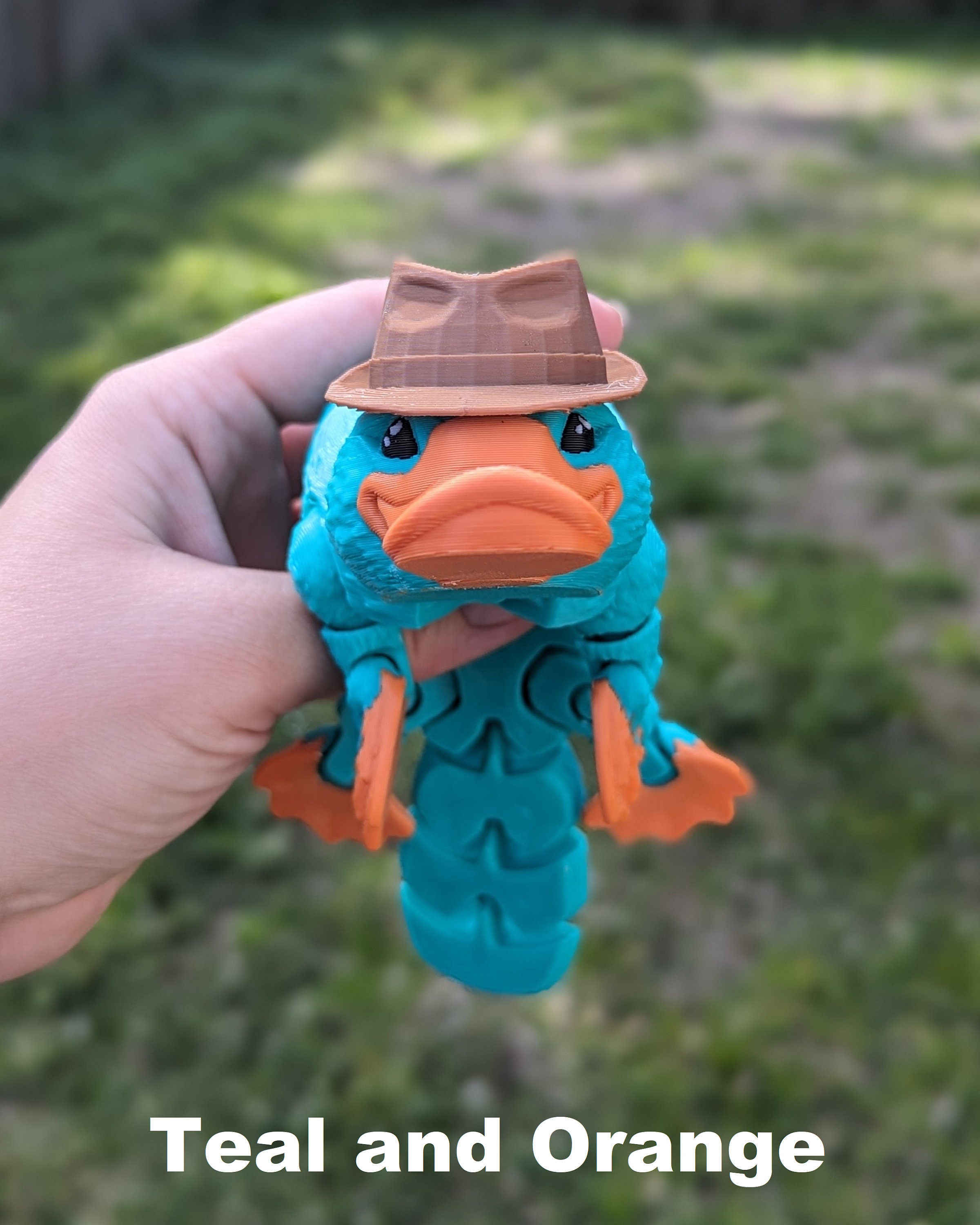 Large Articulated Platypus 3D Printed Figure With Removable Hat