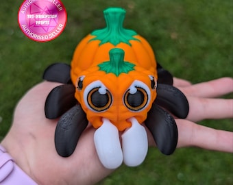 Pumpkin Spider 3D Printed Articulated Figure: Spooky Desk Pal, Spooky Season, Fall Arachnid
