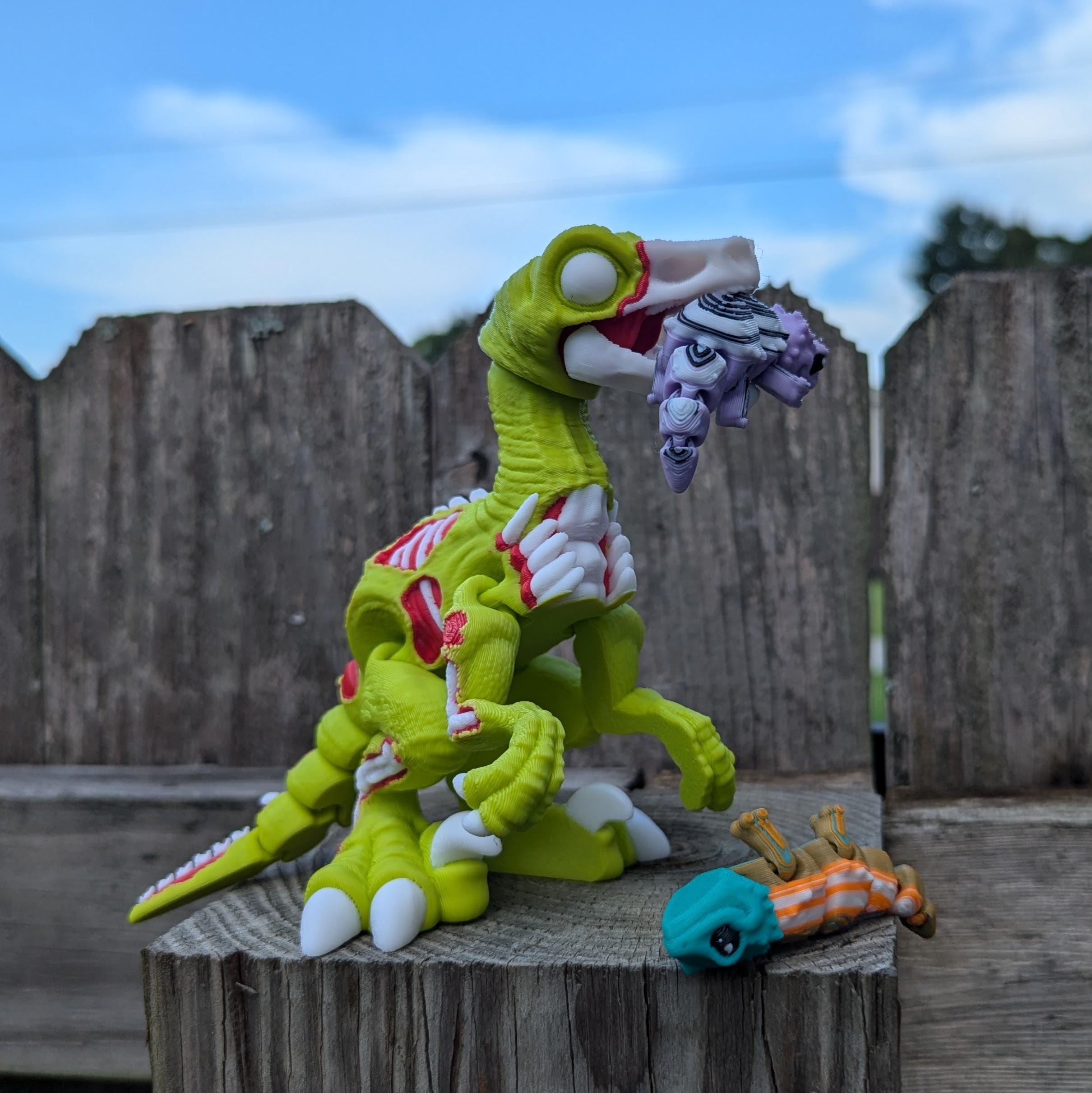 Zombie Raptor Dinosaur Zombie Raptor 3D Printed Articulated Figure: Halloween Dinosaur Replica ...