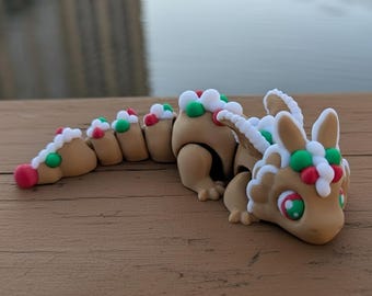 Chibi Gingerbread Dragon 3D Printed Articulated Figure: Holiday Cookies, Christmas, Food Animals