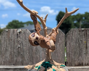 Sloth 3D Printed Articulated Figure Set: Display Piece, Sloth and Tree