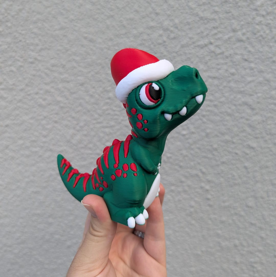 Santa Dinosaur 3D Printed Model- Christmas Gift - Unique Gift or ...
