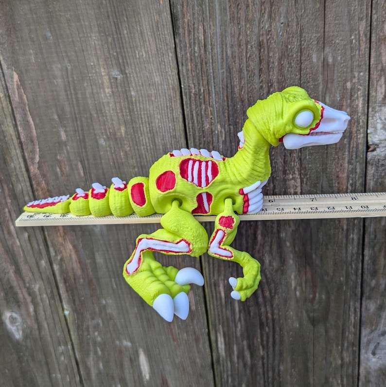 Zombie Raptor Dinosaur Zombie Raptor 3D Printed Articulated Figure: Halloween Dinosaur Replica ...