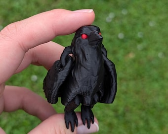 Mini Raven 3D Printed Articulated Figure: Spooky desk buddy, Halloween, Scary Bird, Witchy Familiar