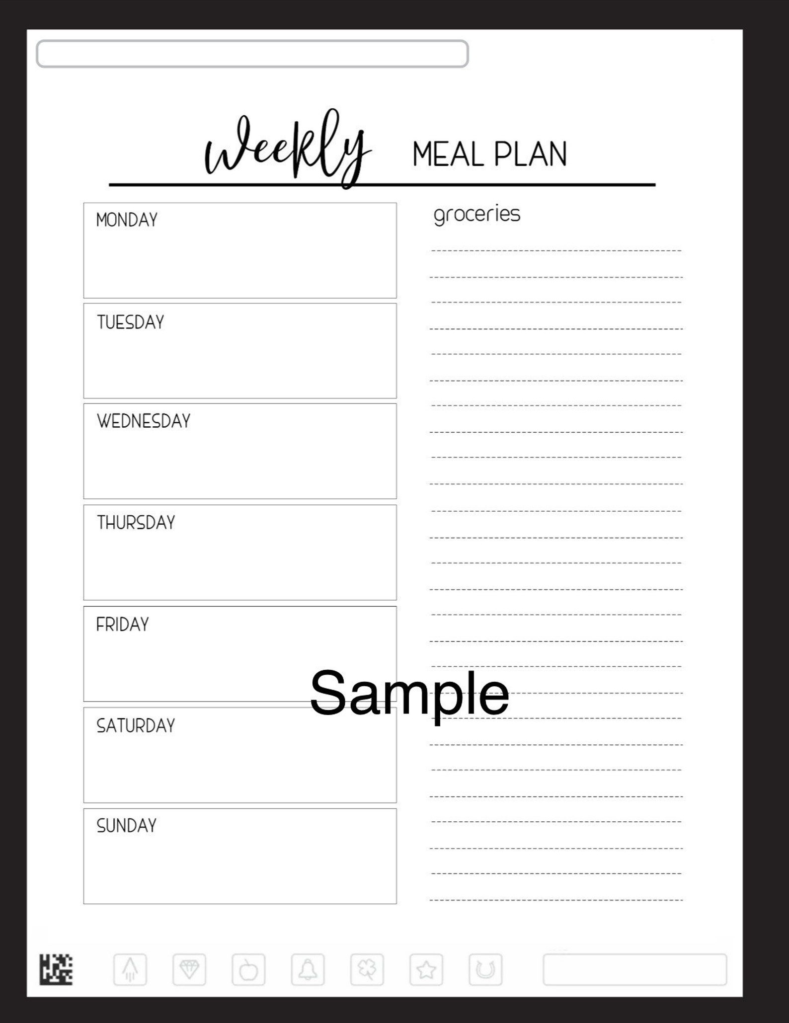 Weekly Meal Plan V1 Rocketbook Template - Etsy