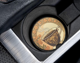 Soapstone Car Coaster Art Nouveau Cottagecore Coffee Lovers