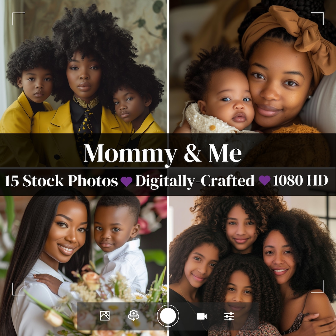 High-resolution African American Mom Stock Photo Bundle, Black Mommy and Me, Black Moms, Black