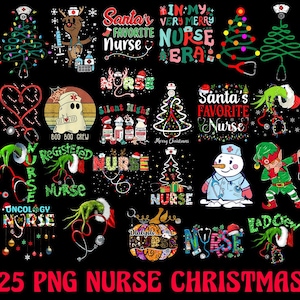 25 Christmas Nurse Png Bundle, Christmas Nursing Png, Christmas Tree Nurse Png, Nurse Life Png, Merry Christmas Png, Nurse Png, CNA Shirt