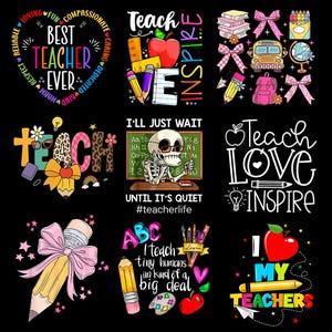 25+ Best Teacher Ever png Bundle, Teacher&#39;s Day, Teacher png, floral Teacher, Teacher Life, Back To School png, Sublimate designs download