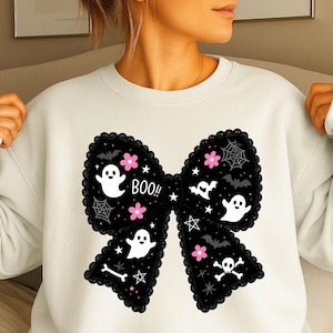 Lace Spooky Bow PNG, lace Halloween png, Ghost png, Coquette Halloween png, Preppy Spooky Season png, Halloween bow Digital Design