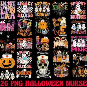26 Nurse Halloween Png, Halloween Png, Nurse Png, Halloween Shirt Design, Spooky Png, Pumpkin Png, 2025 Halloween Png, Sublimation Design