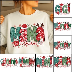 Christmas Mama Gigi Nana Mimi Claus Png Bundle, Grandma Christmas Png, Christmas Reindeer Png, Xmas Sublimation Designs, Xmas Holiday Png