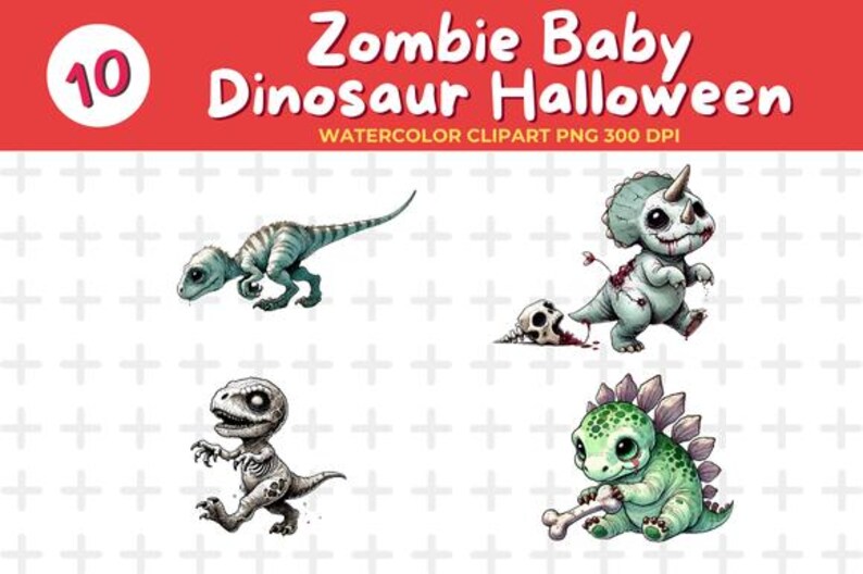 Zombie Baby Dinosaur Halloween PNG Collection for Kids | Zombie Dino ...