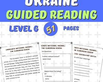 Ukraine 1st Grade Guided Reading Passages & Questions Levels G