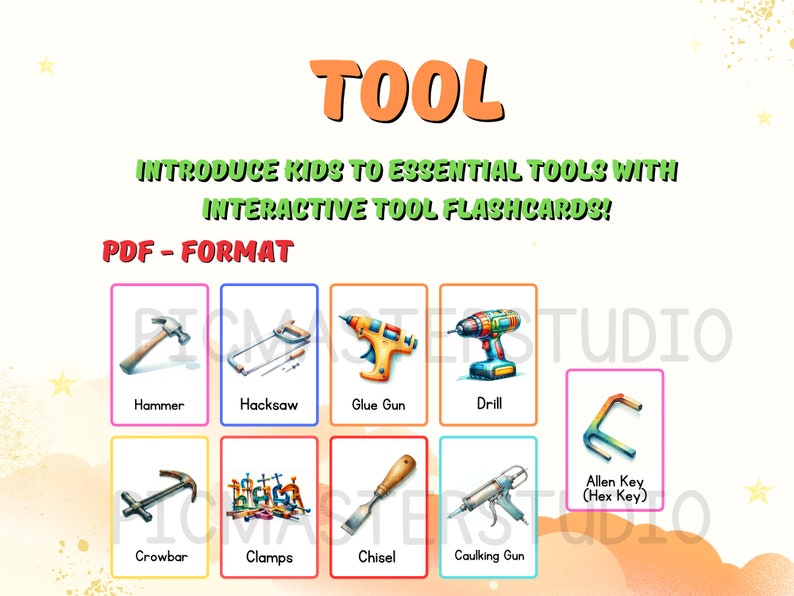 33 Little Builders Engaging Tool Flashcards for Kids Explore the