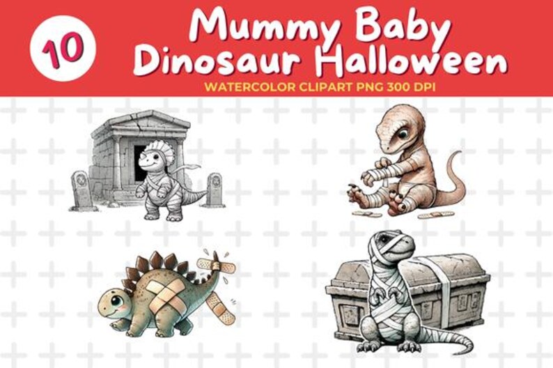 Mummy Baby Dinosaur Halloween PNG Collection for Kids | Mummy Dino ...