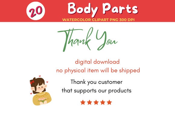 20 Human Body Parts Clip Art PNG - Etsy
