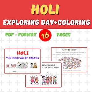 Exploring Holi day+Coloring pages for kids