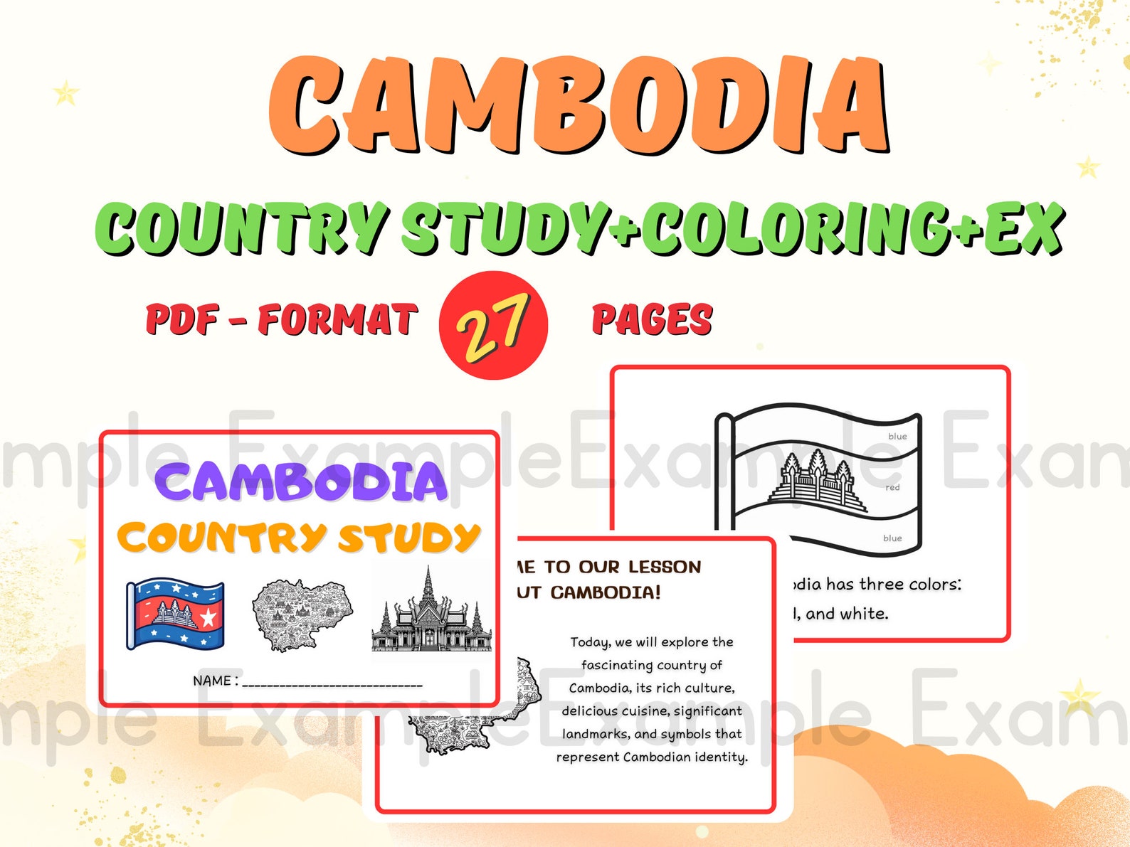 Cambodia Country Study+coloring+ex Activities-explore Rich Culture - Etsy