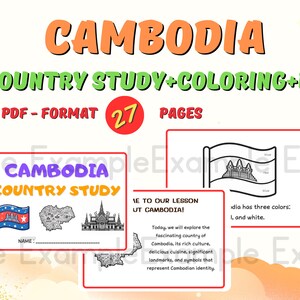 Cambodia Country Study+coloring+ex Activities-explore Rich Culture - Etsy