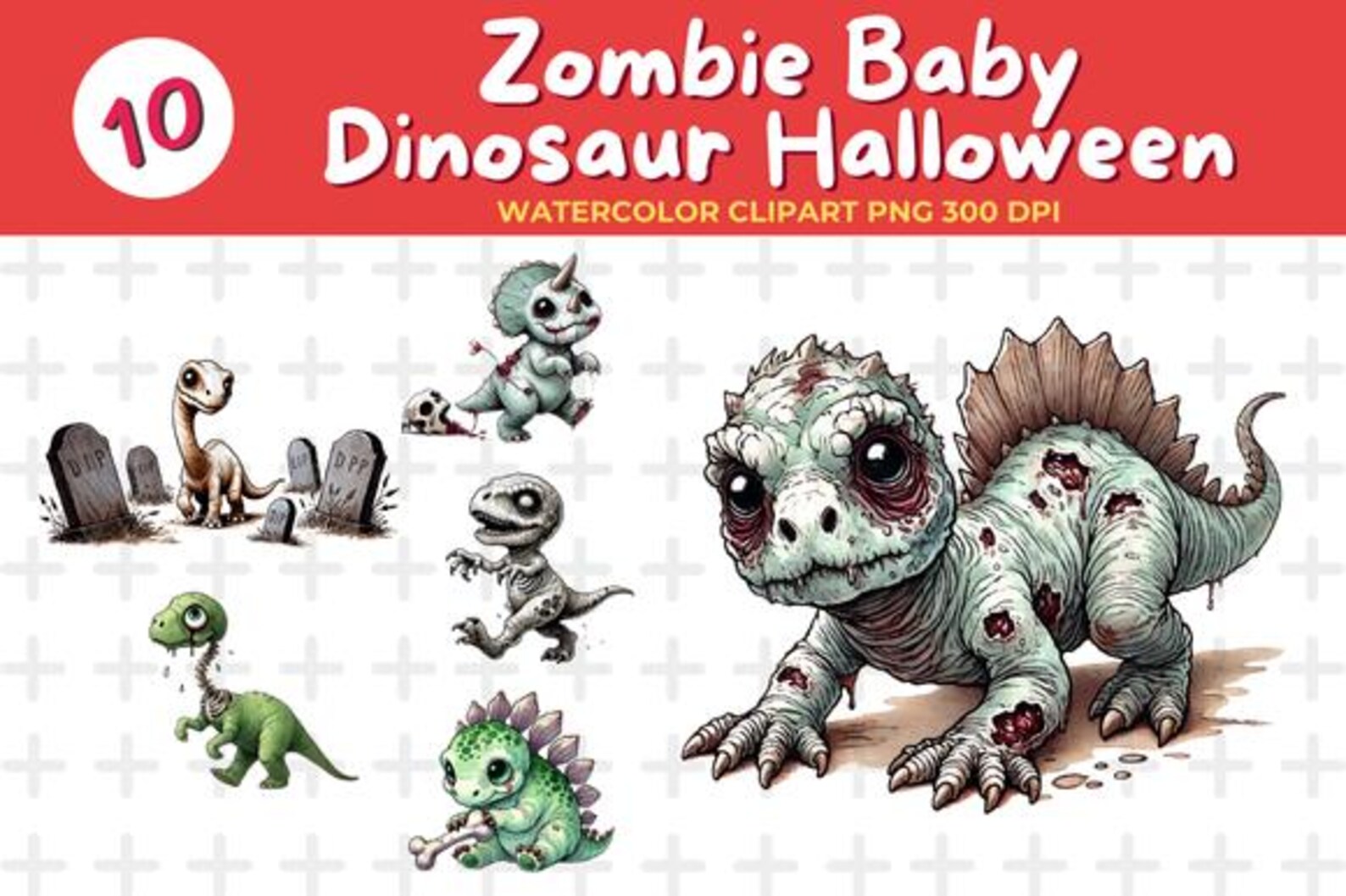 Zombie Baby Dinosaur Halloween PNG Collection for Kids | Zombie Dino ...