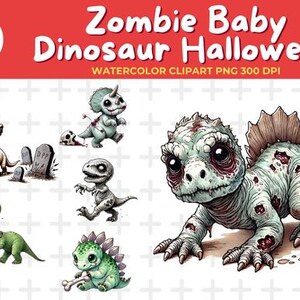 Zombie Baby Dinosaur Halloween PNG Collection for Kids | Zombie Dino ...