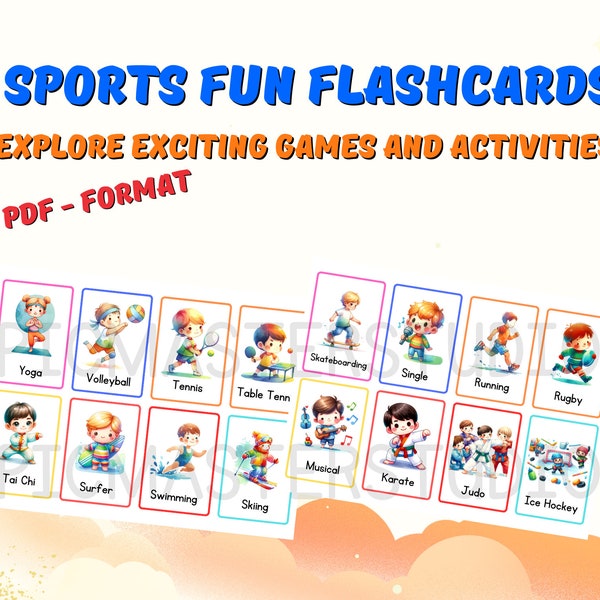 Sports Fun Flashcards for Kids Exciting Way to Learn and Play Discover Different Sports, Stay Active & Inspired. Perfect for Young Athletes!