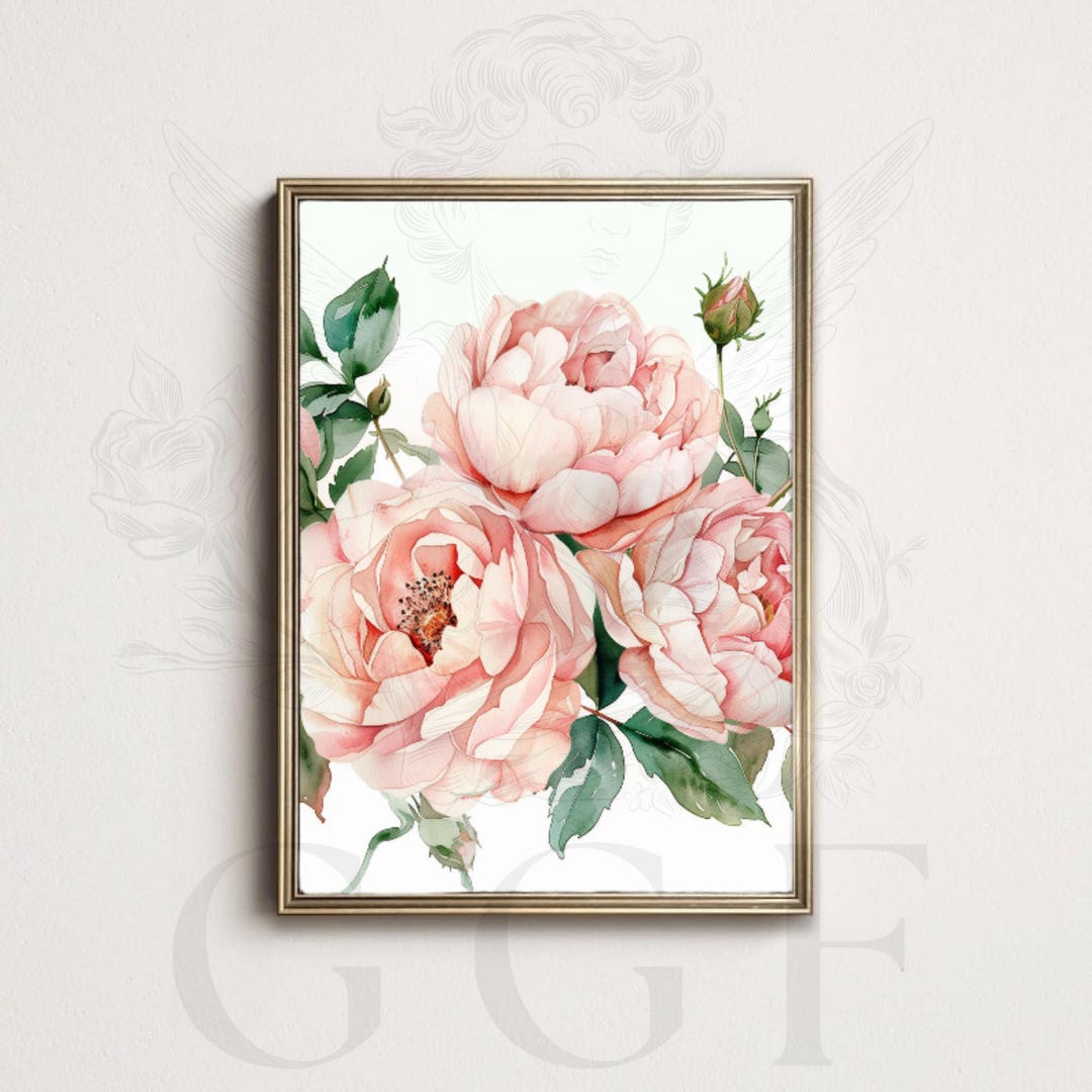 Blush Pink Peony Wall Art Poster, Romantic Floral Botanical Print ...