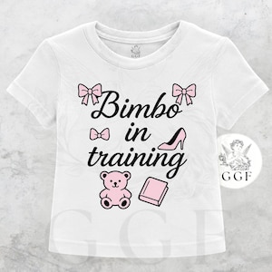Bimbo in Training Baby Tee Cute Y2K Aesthetic Crop Top, Soft Girl Coquette Bimbo Shirt, Pink Graphic Tee for Women & Teens