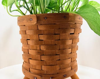 Vintage Longaberger 1986 Planter Medium Fern Basket with Wooden Legs - Hard to Find & Rare