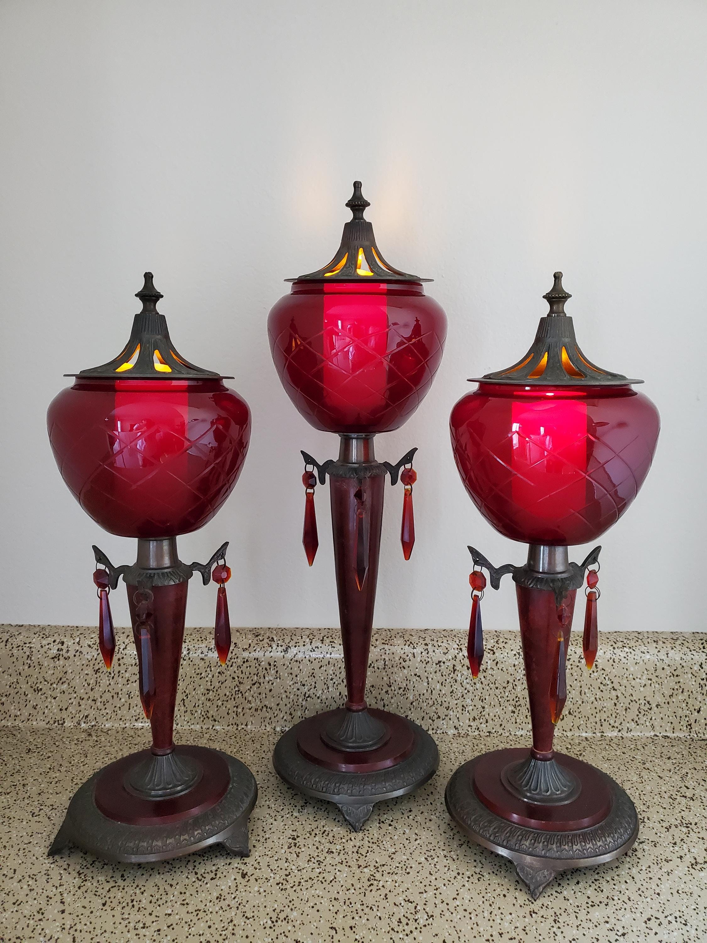 Red Bohemian Glass - Etsy Red Bohemian Glass - Etsy