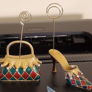 ハーレクイン テーブルプレースセッター - 手作りのハンドメイドハンドバッグ＆シューズ装飾ホルダーセット、ユニークな中古ホームデコレーション、卓上アクセサリー