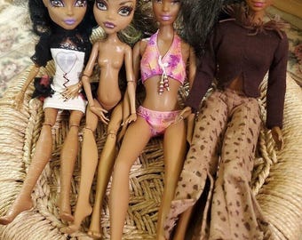 Monster High & Mattel Barbie AA African American Dolls Lot of 4