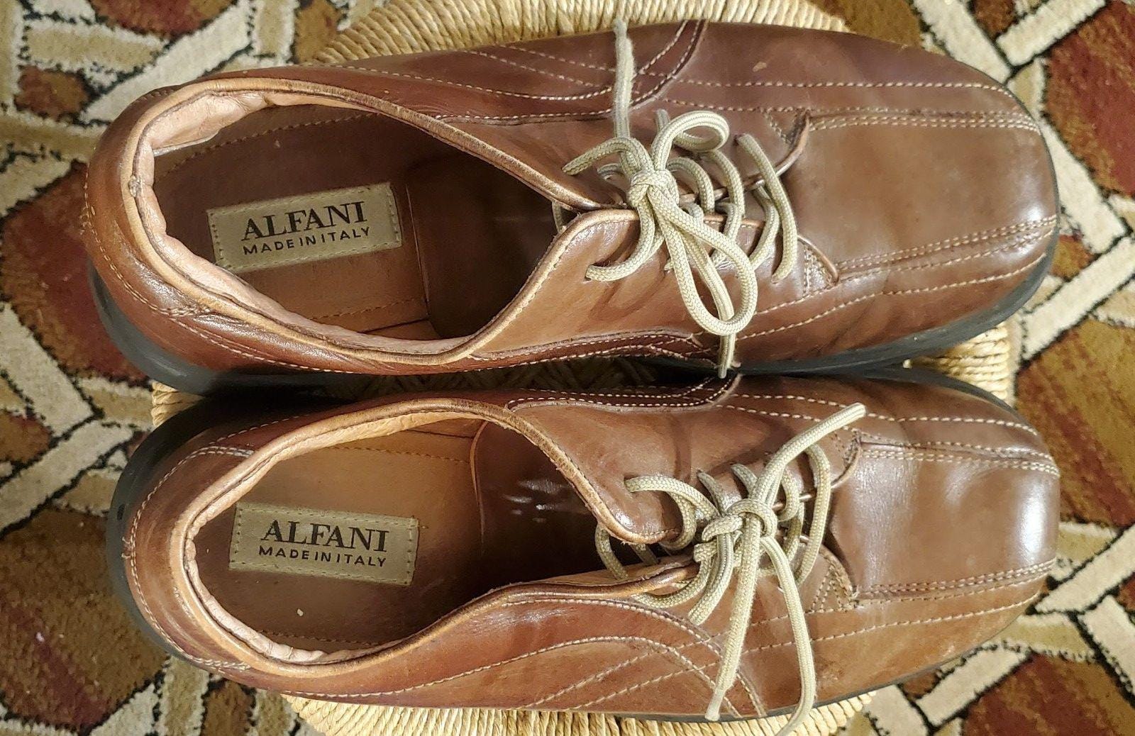 Italian Alfani Mens Brown Leather Lace up Shoes Size 10.5  display picture 2