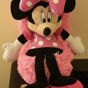 Disney Minnie Mouse Hide Away Pets Pillow Pink Black & White 14" Plush Toy image 1