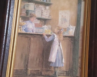 Granny Shopping Robert Lovesey Framed Print  13.5" X 8.5" 1944