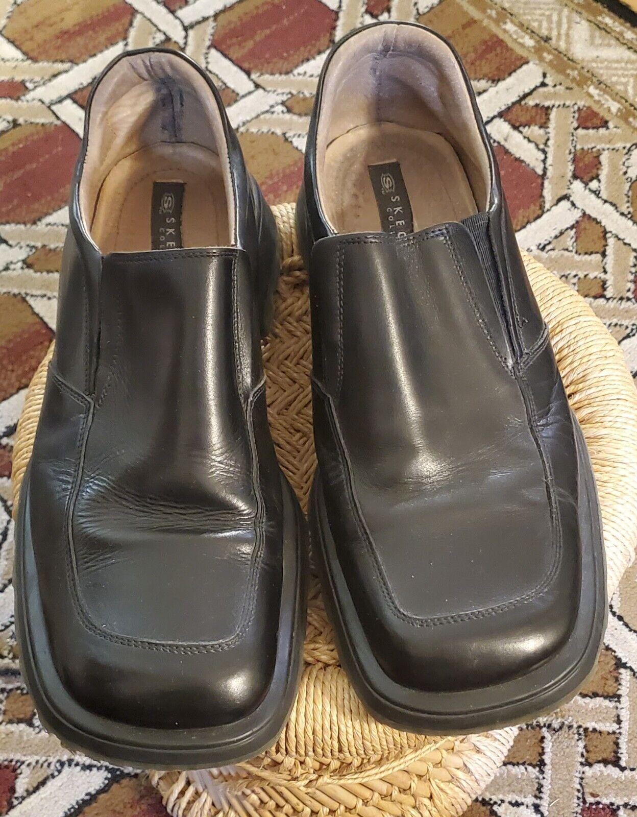 Skechers Collection Mens Black Leather Upper Shoes Italy 