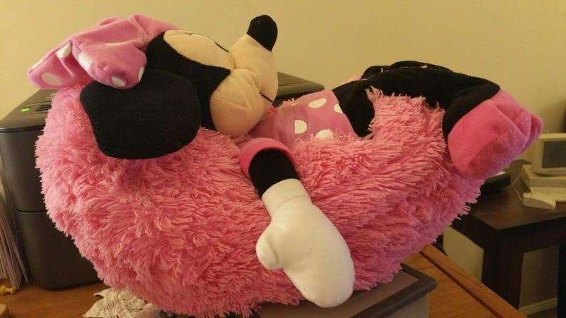 Disney Minnie Mouse Hide Away Pets Pillow Pink Black & White 14" Plush Toy image 2