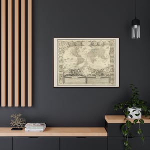 Vintage Karten gerahmt gewickelt Leinwand le Globe Terrestre von M. Dela Hyre par IB Nolin, hergestellt in 1767 Einweihungsgeschenk Historische Karten