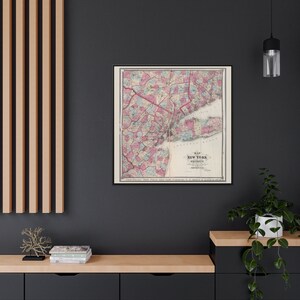 Vintage Karte New York City Galerie Leinwand Einweihungsparty Geschenk für Büro oder Arbeitszimmer Geschenkideen Geschichtsliebhaber Nostalgisches Geschenk NYC historischen