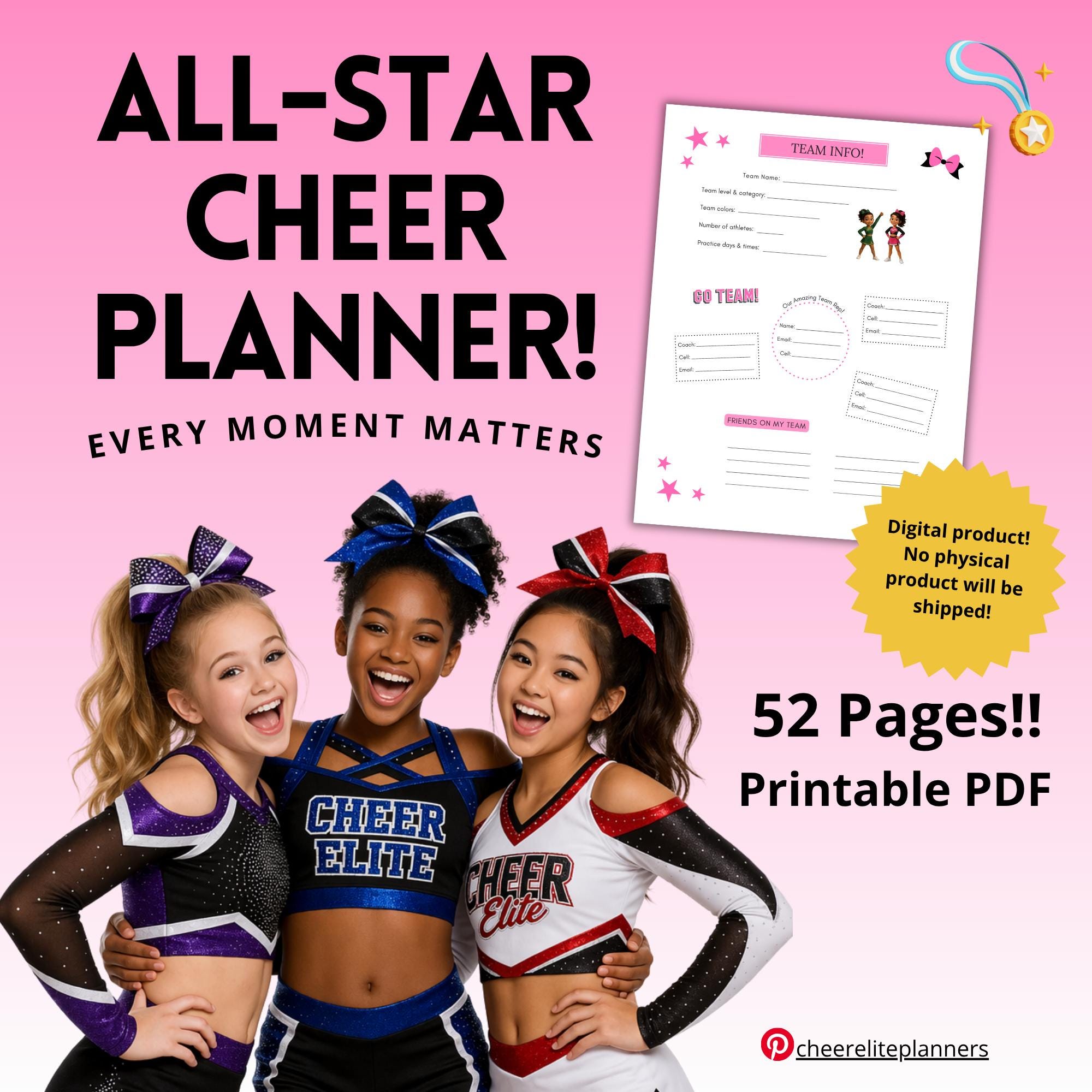 Cheer Note Book Cheerleading Planner & Memory Book for Athletes, Competitive Cheer ...